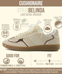 Alternative view of CUSHIONAIRE Belinda Women’s Lace Detail Casual Sneakers – Elegant Ribbon Lace-Up Shoes with Memory Foam